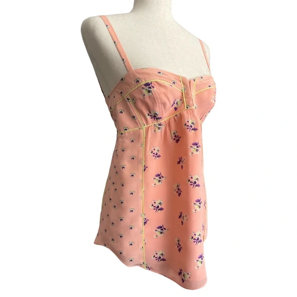 Rebecca Taylor Peach Corset Silk Strappy Top 4 - Picture 2 of 10